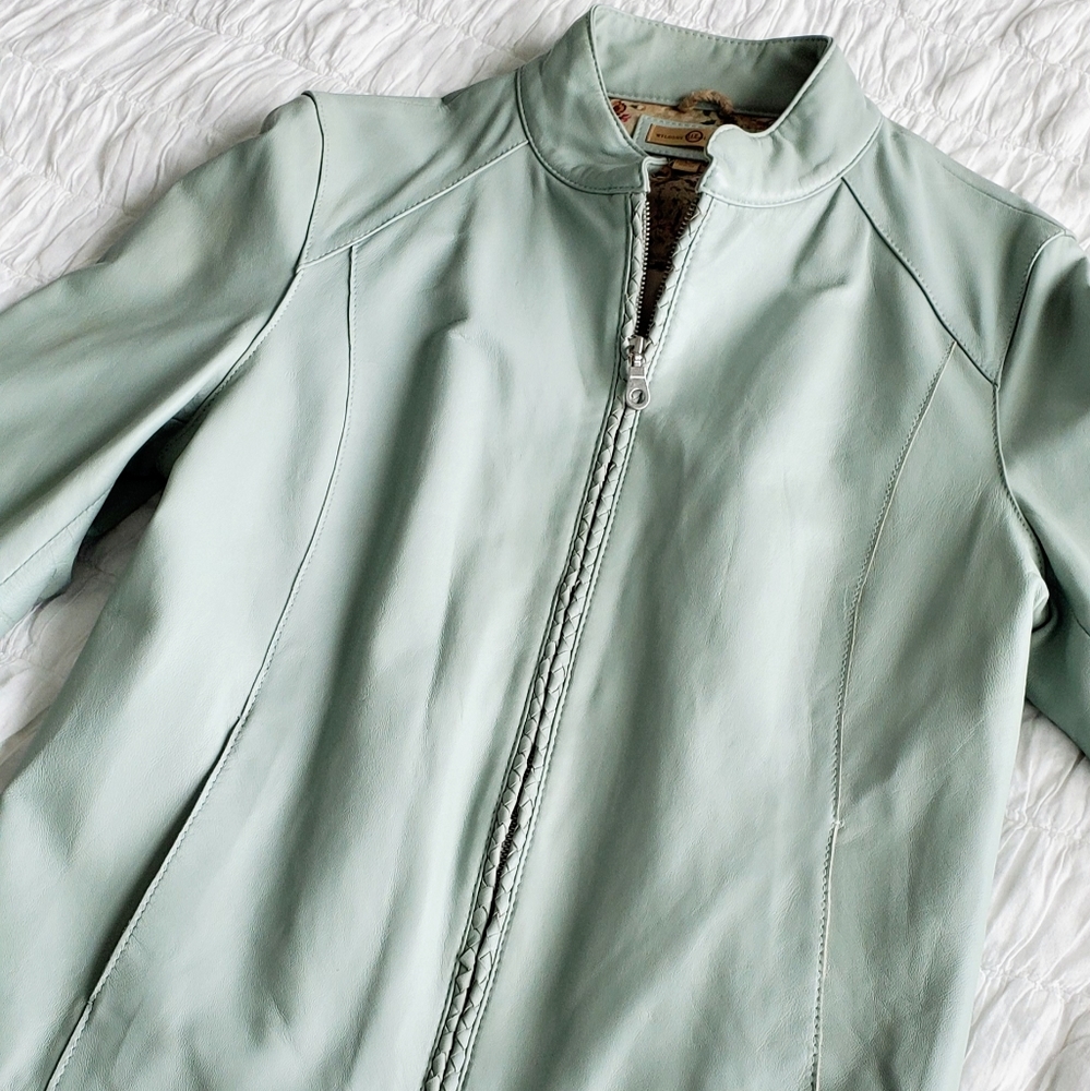 Fab Mint Green Leather Jacket Large